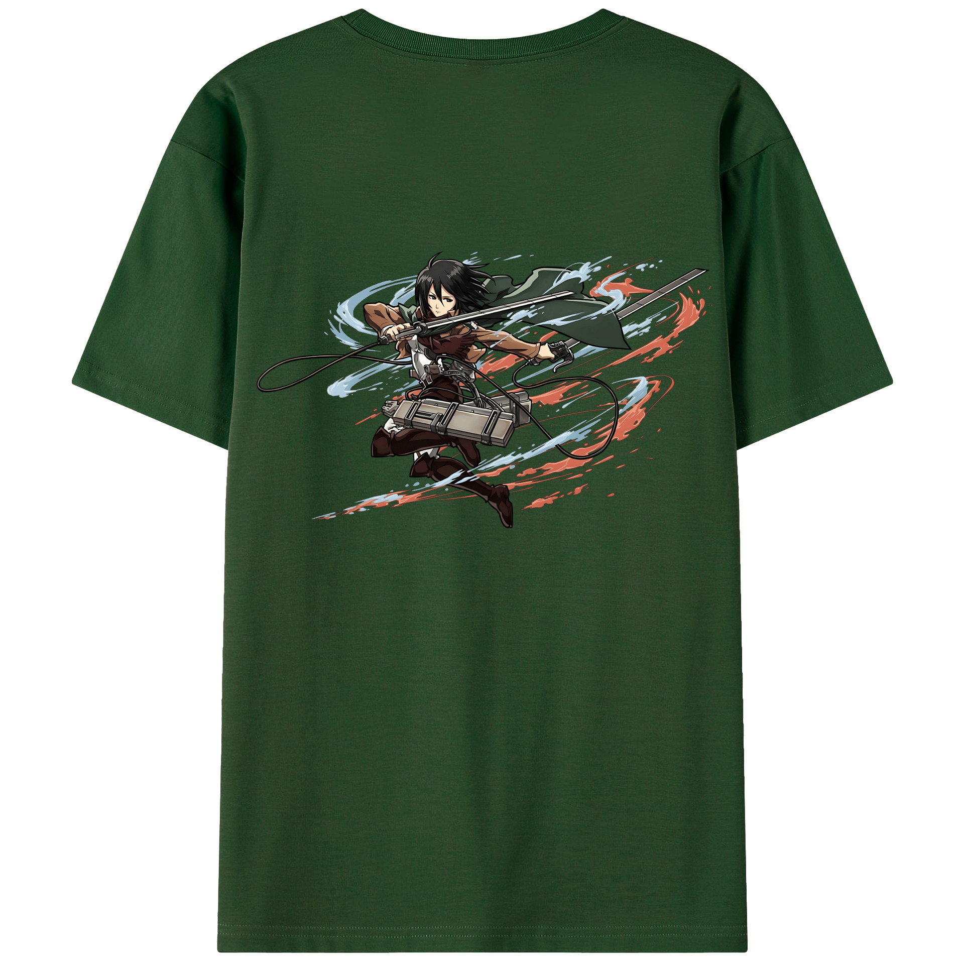 （画像用） 進撃の巨人 ミカサ·アッカーマン Attack on Titan Mikasa Ackerman 綿100％半袖Tシャツ（背面プリント）